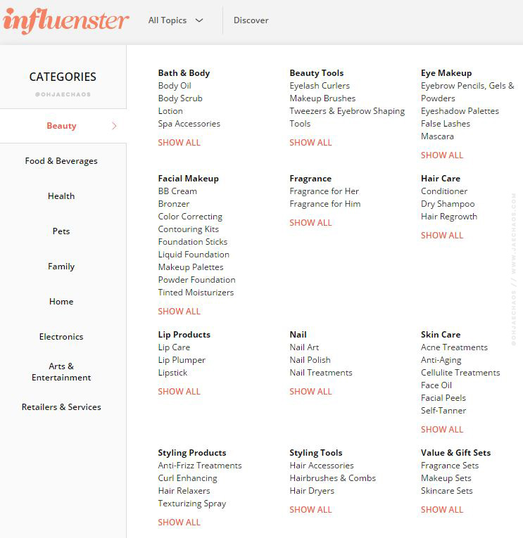 InfluensterDashboard-screengrab-12-ohjaechaos